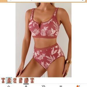 Women's High Waisted Bikini Sets Color Block Two Piece Swimsuits Sporty V Neck